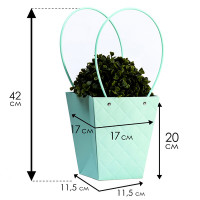 Сумка для цветов тиснение мята влагостойкая, 17x17-11.5x11.5-20 см (10 шт.)