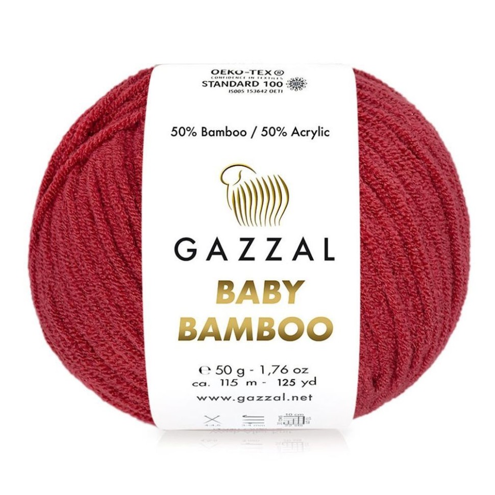 Пряжа Baby Bamboo, Gazzal - 95204 (тем.красный)