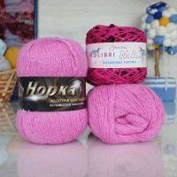 Набор Пух норки и пайетки - 44 (856+01) (розово-лиловый с фуксия пайетками)