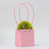 Сумка для цветов, квадратная, розовая, влагостойкая, 13х12х12 см (10 шт.)