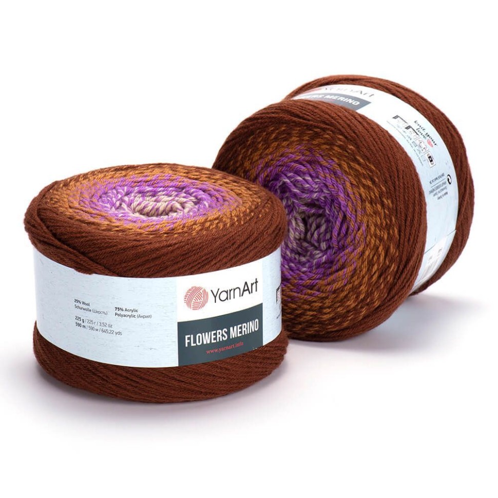 Flowers Merino (YarnArt) - 548 (корич/сирен/бел)