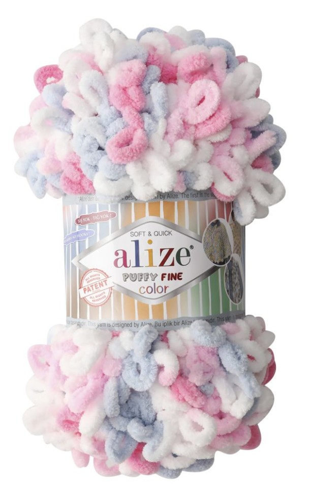 PUFFY FINE COLOR (Alize) - 5945 (белый/розов/голубой)