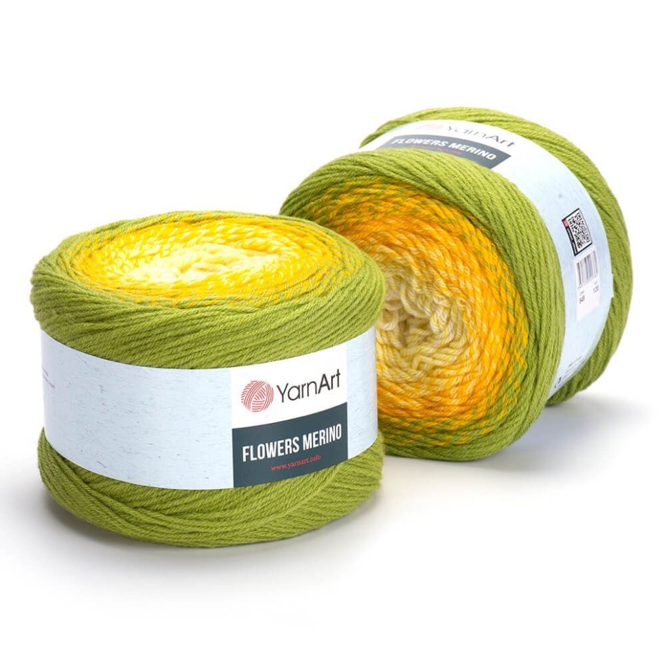 Flowers Merino (YarnArt) - 549 (аспараг/желт/суров)