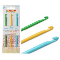 44350 Крючки вязальные детские (4,5,6 мм/15 см) пласт/цвет, 3 шт PONY