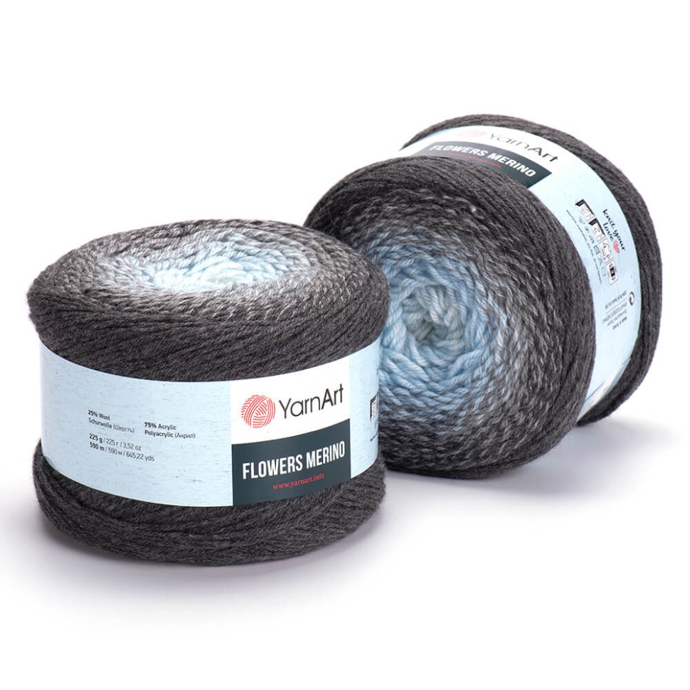 Flowers Merino (YarnArt) - 550 (т.серый серый голубой)