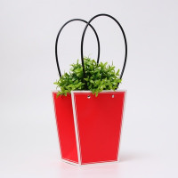 Сумка для цветов красная влагостойкая, 17x17-11.5x11.5-20 см 10 (10 шт.)