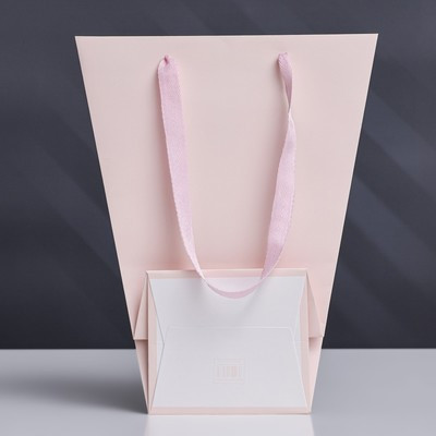 Пакет-переноска для цветов 18 × 14 × 35 х 28 см, розовый (12 шт.)