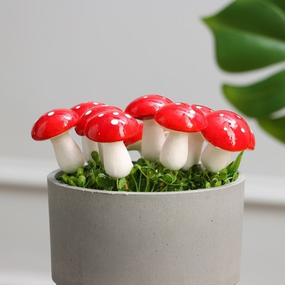 Набор штекеров "Грибочек Мухоморчик" 4,5х3см, 20шт Набор штекеров "Грибочек Мухоморчик" 4,5х3см, 20шт