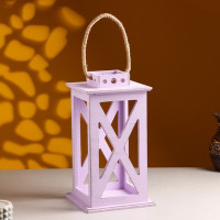 Кашпо деревянное  &quot;Фонарь. Прованс&quot;  17х17х31 см Сиреневый