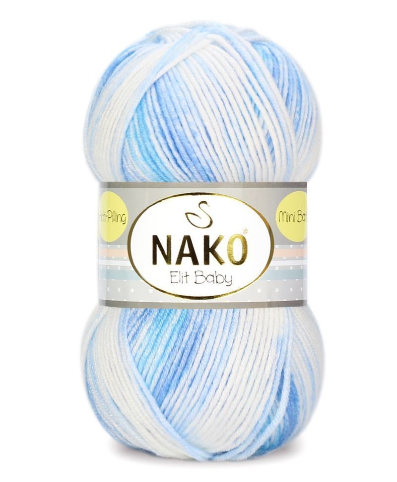 Пряжа Elit Baby mini batik (NAKO) - 32459 (бел/голуб)