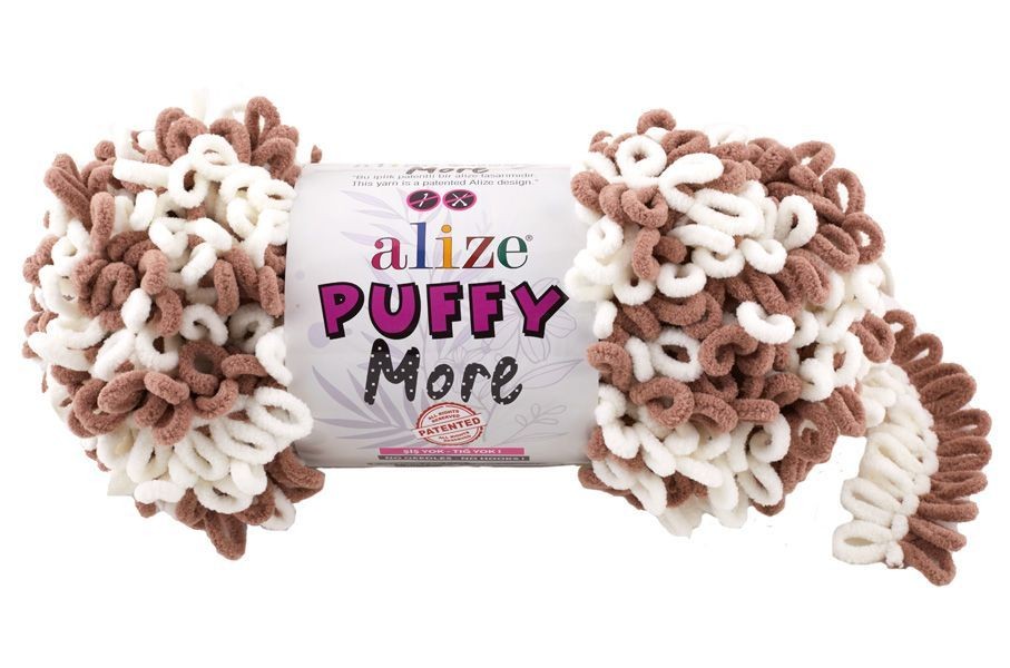 Пряжа Puffy MORE (Alize) - 6261 (какао/белый)