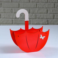 Кашпо деревянное "Зонтик с подвесом", красный, 19×9×21.5 см