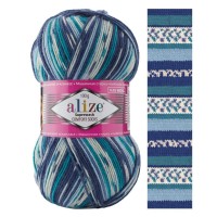 SUPERWASH 100 - 7708 (белый-синий-изумруд принт)