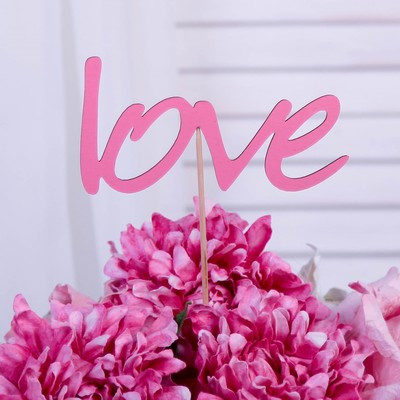 Топпер "Love" розовый 12,9х6,7 см (10 шт.)
