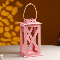 Кашпо деревянное  &quot;Фонарь. Прованс&quot;  17х17х31 см Розовый Коралл