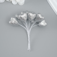 Декоративное сердце для творчества 2х2 см, серебро (144 шт.)