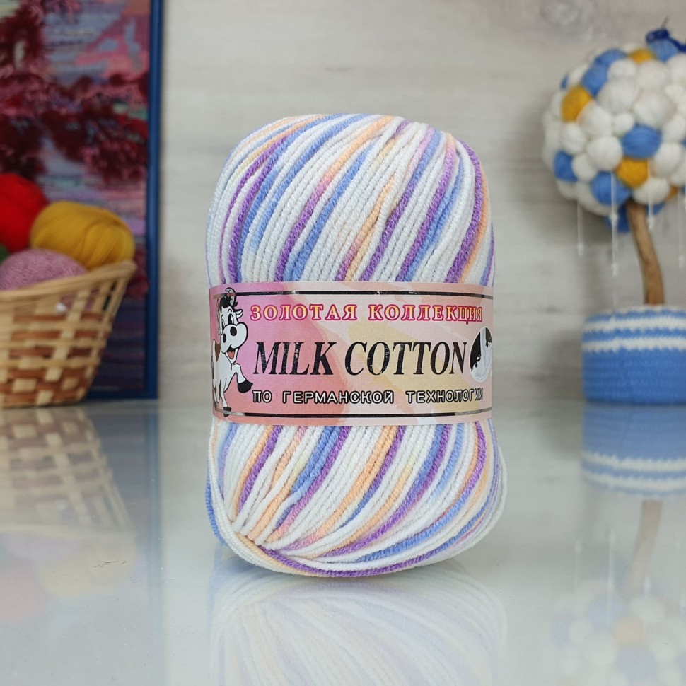 Милк коттон 170м Color City - 028 (белый-серый-лиловый)