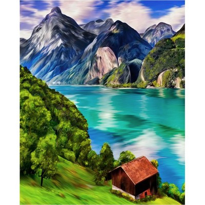 Алмазная вышивка с полным заполнением «Горное озеро», 40 х 50 см Алмазная вышивка с полным заполнением «Горное озеро», 40 х 50 см