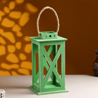 Кашпо деревянное  &quot;Фонарь. Прованс&quot;  17х17х31 см Зелёный