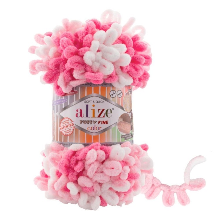 PUFFY FINE COLOR (Alize) - 6383 (розовый принт)