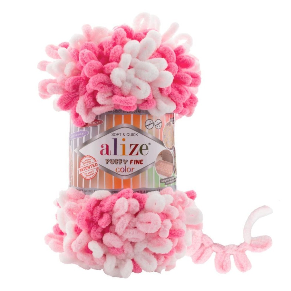 PUFFY FINE COLOR (Alize) - 6383 (розовый принт)