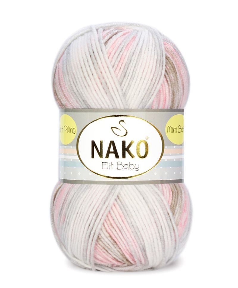 Пряжа Elit Baby mini batik (NAKO) - 32463 (бел/роз/сер)