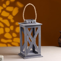 Кашпо деревянное  &quot;Фонарь. Прованс&quot;  17х17х31 см Графит