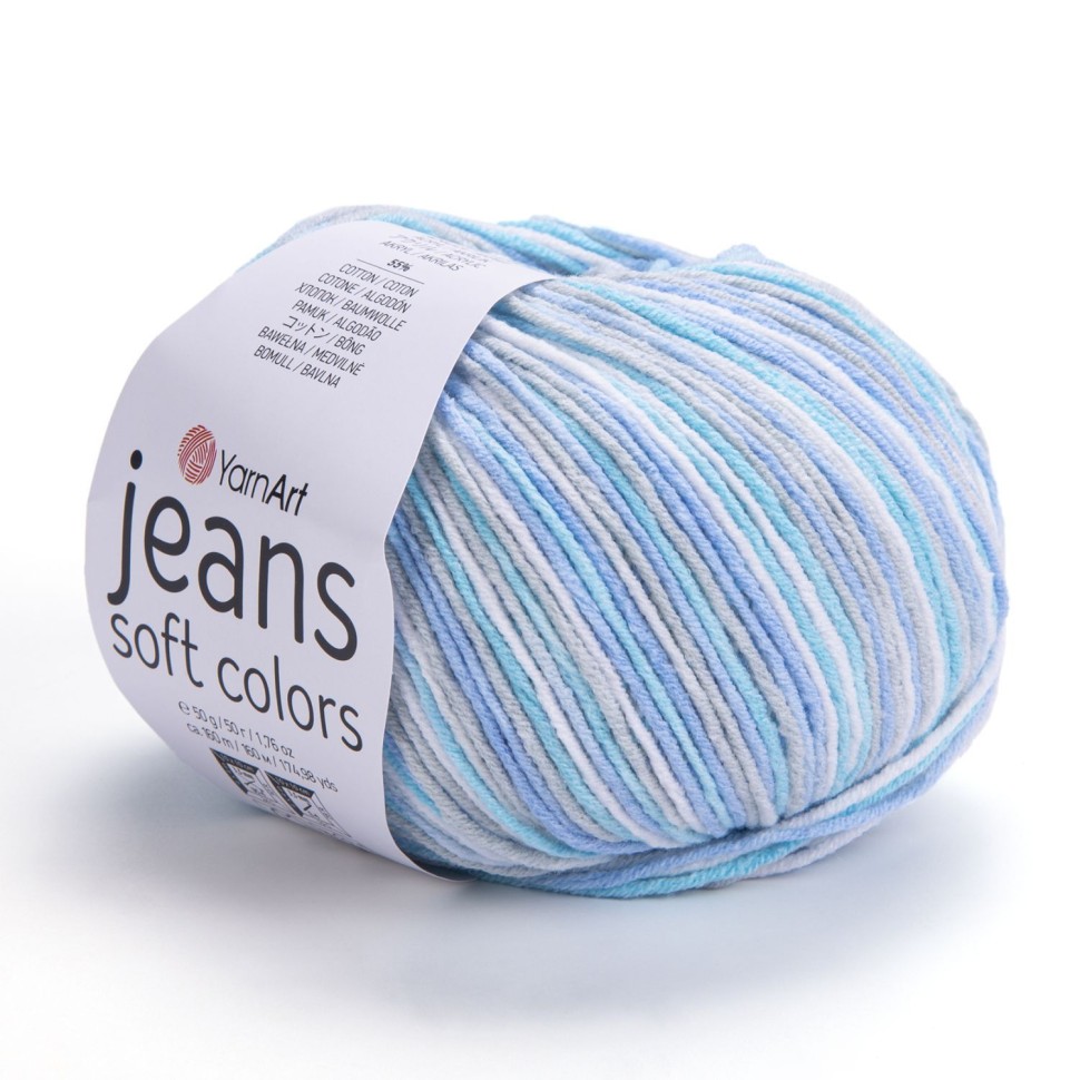 Jeans Soft Colors YarnArt - 6203 (голубой/серый/белый)