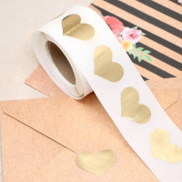 Наклейка прозрачная с тиснением &quot;Сердца&quot;, золотая, 300 шт 3,8 х 3,8 см