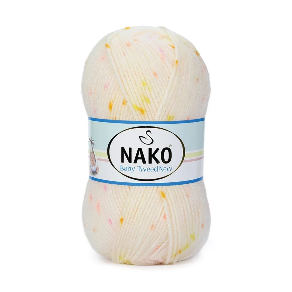 Пряжа BABY TWEED (NAKO) - 32137 (белый с оранж/желт/лилов)