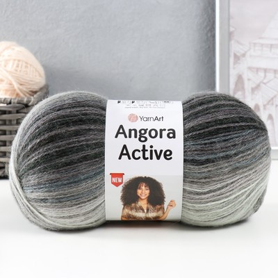 Пряжа "Angora Active" 20% шерсть, 80% акрил 500м/100гр (840 черн-сер-мор волна)