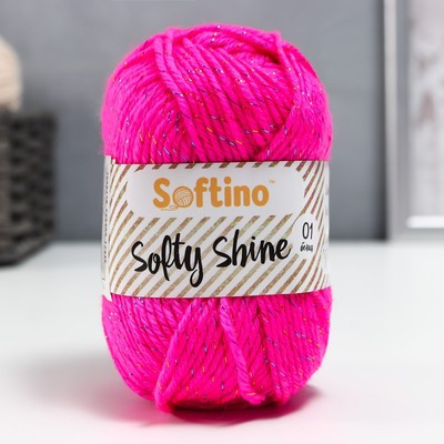Пряжа 70% акрил, 30% шёлк "Softy Shine" 50 гр 85 м цвет 02 ярко-розовая (2 шт.)