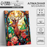 Алмазная вышивка полное заполнение "Витраж с оленем", на раме, 40*50 см