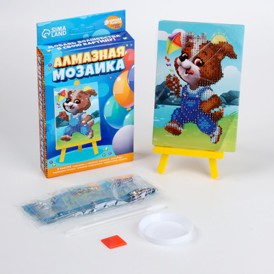 Алмазная мозаика для детей «Щенок с воздушным змеем», 10х15 см. Набор для творчества Алмазная мозаика для детей «Щенок с воздушным змеем», 10х15 см. Набор для творчества