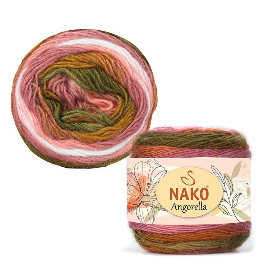 Пряжа Angorella Nako - 87528 (защит/роз/горчица)