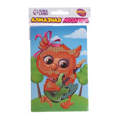 Алмазная мозаика для детей «Совушка с гитарой», 10х15 см. Набор для творчества Алмазная мозаика для детей «Совушка с гитарой», 10х15 см. Набор для творчества