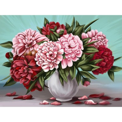 Алмазная мозаика на подрамнике 30x40 с полным заполнением «Пионы» Алмазная мозаика на подрамнике 30x40 с полным заполнением «Пионы»