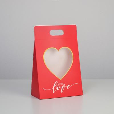 Переноска для цветов «Love», красная, 24 × 12,5 × 37 см Переноска для цветов «Love», красная, 24 × 12,5 × 37 см