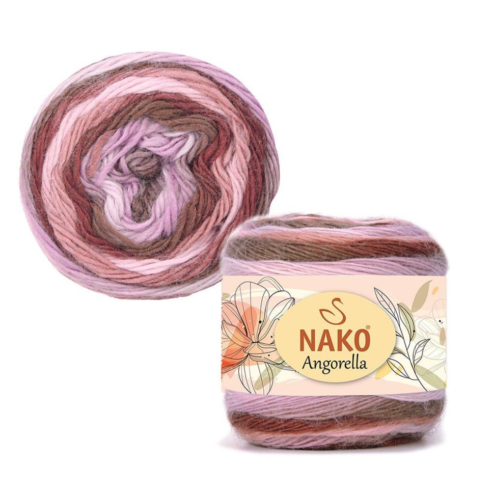 Пряжа Angorella Nako - 87532 (вишня/сирень/пудра)