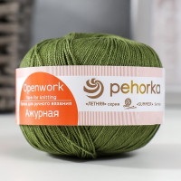 Пряжа &quot;Ажурная&quot; 100% мерсеризованный хлопок 280м/50гр (13-Тёмн.Оливковый)