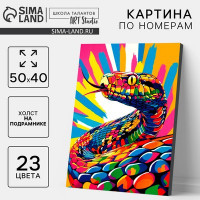 Новогодняя картина по номерам на холсте с подрамником «Новый год! Яркая змея», 40 х 50 см, символ года 2025