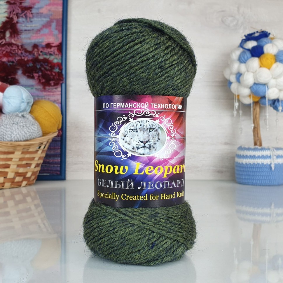 Белый леопард - 2420 (зеленый меланж)