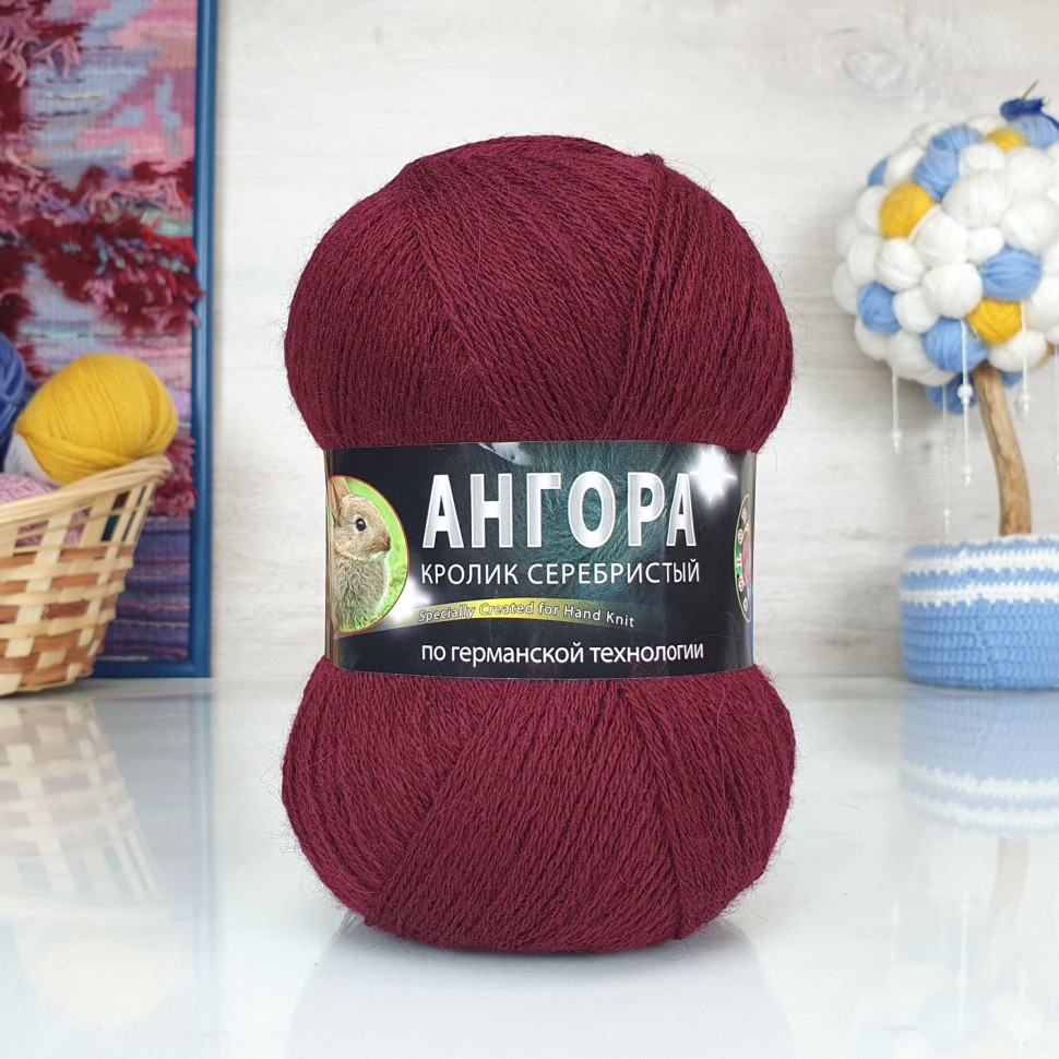 Ангора кролик серебристый - 2227 (бордовый)