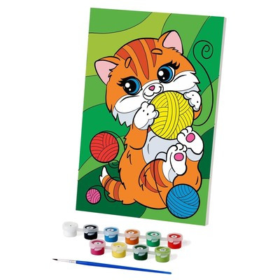 Картина по номерам «Котик с клубочками» 20 × 30 см