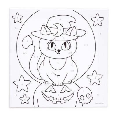 Картина по номерам «Кошечка под луной» 15 × 15 см