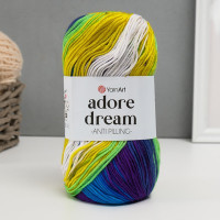 Пряжа &quot;Adore Dream&quot; 100% акрил антипиллинг 280м/100г (1070 жёл-салат-фиол-бир)