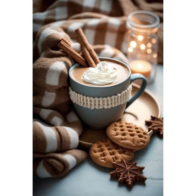 Алмазная вышивка с гирляндой на раме с частичным заполнением «Чашка кофе», 20 х 30 см Алмазная вышивка с гирляндой на раме с частичным заполнением «Чашка кофе», 20 х 30 см