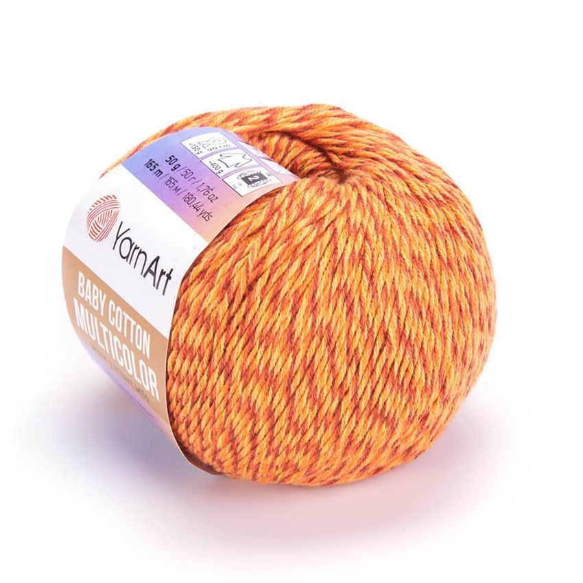 Пряжа Baby Cotton Multicolor YarnArt - 5208 (яр.оранжевый)