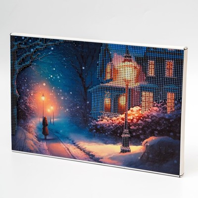 Алмазная вышивка с гирляндой на раме с частичным заполнением «Фонари», 20 х 30 см Алмазная вышивка с гирляндой на раме с частичным заполнением «Фонари», 20 х 30 см