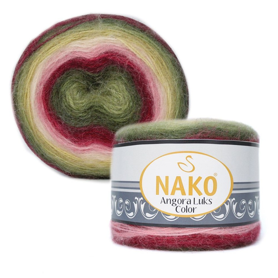Angora Luks Color (Нако) - 81909 (фисташка/вишня/розовый)